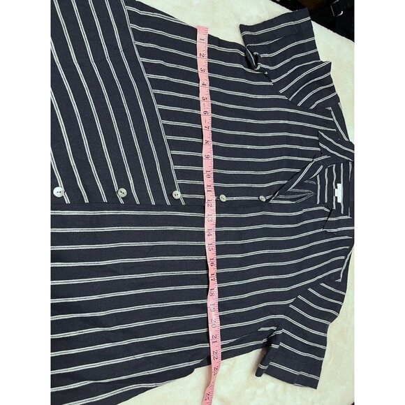 J. Jill Love Linen Navy Striped Short Sleeve Button-Front Tunic Shirt Dress size - Picture 4 of 6